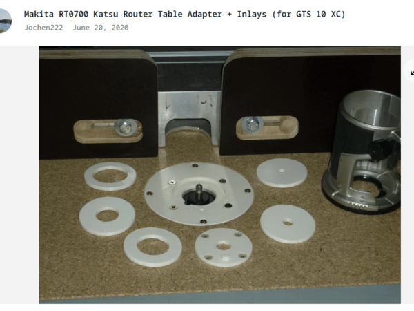Makita RT0700 Katsu Router Table Adapter + Inlays (for GTS 10 XC)