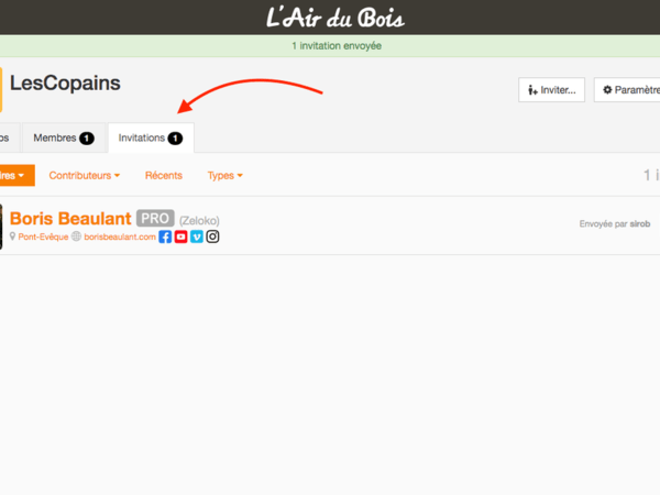 Onglet "Invitations"