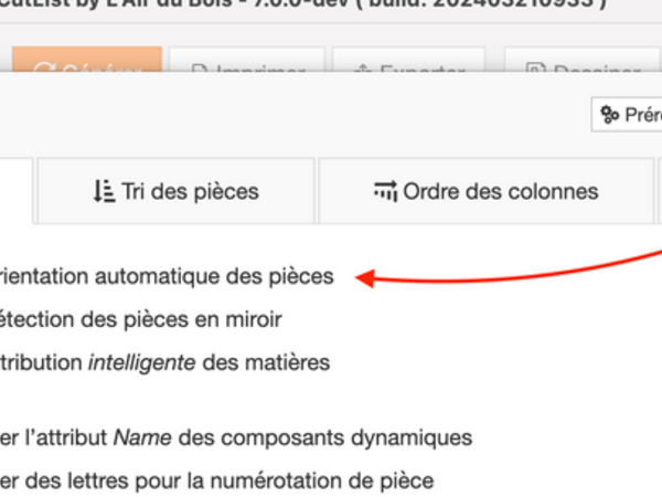Désactiver l'option "*Orientation automatique des pièces*"