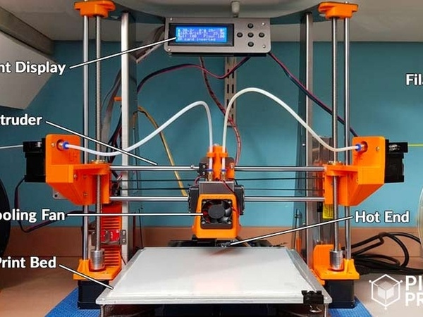 Schéma simplifié des éléments d'une imprimante 3D