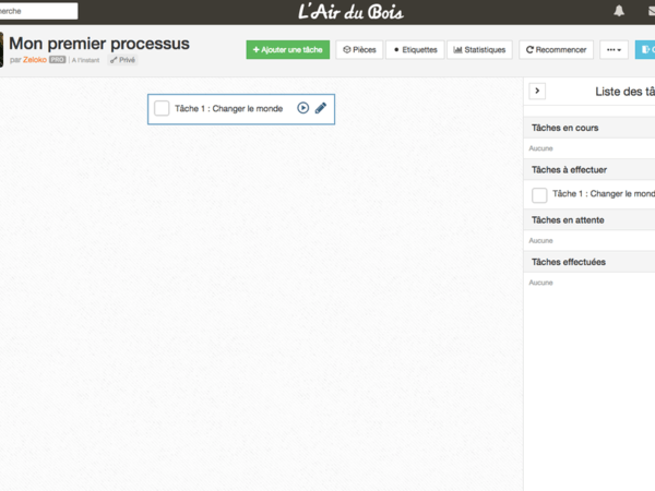 Ouverture d'un nouveau processus