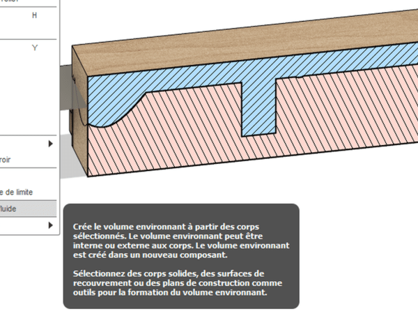 le composant bleu a été créé avec Volume de fluide (créer)
