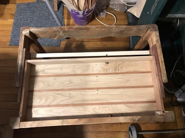 Le tiroir et les rallonges refaites