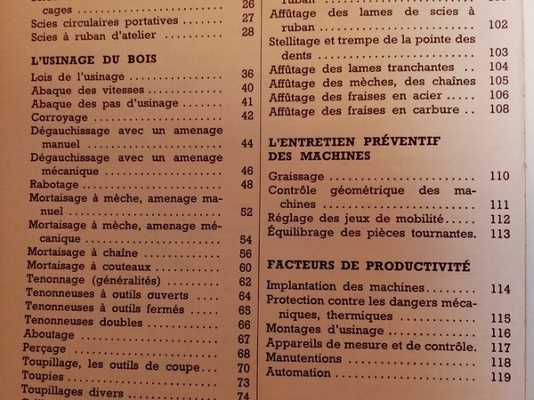 Utilisation et entretien des machines à bois