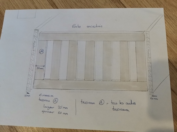 Schéma porte façon claustra meuble Tv