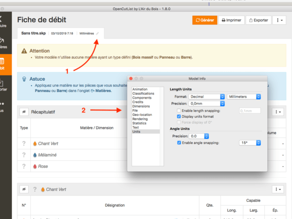 OpenCutList : Accès simplifié à la configuration des unités