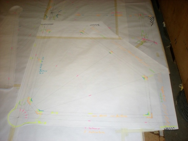 Palier: ceinture en bois, verre, garde corps étage .