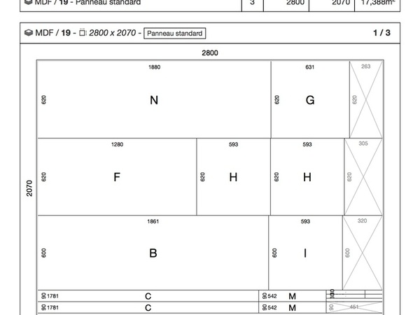 Exemple d'impression d'une fiche de calepinage