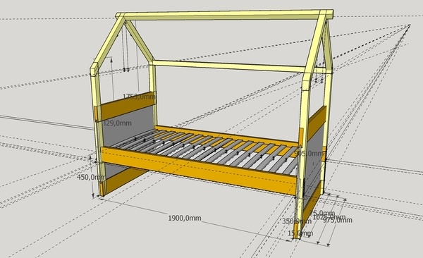 Lit cabane 90x190cm avec tiroir et lit gigogne