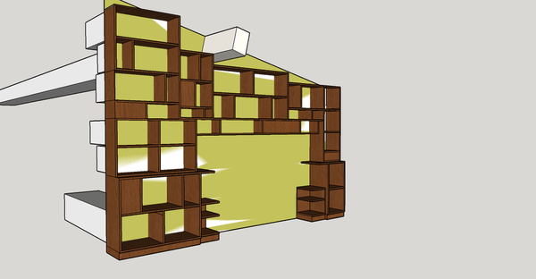 Bibliothèque autour d'un autre lit