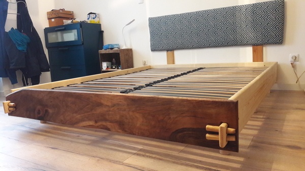 Lit King Size sapin et noyer