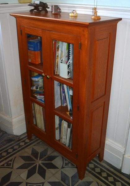 Petite bibliothèque en pin/verre