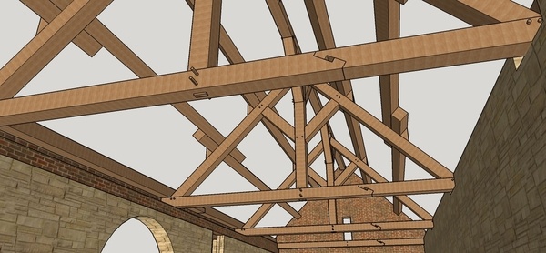 Charpente et couverture d'une vieille grange