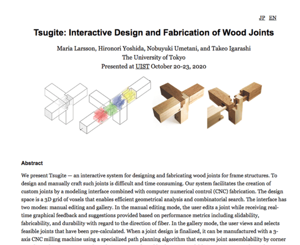 Joints japonais tsugite automatisé