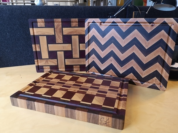 Trio de planches à découper en bois de bout