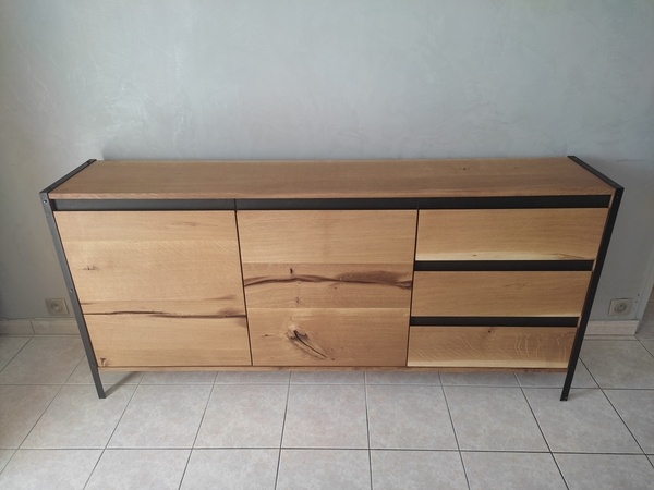 Console en chêne valchromat et fer