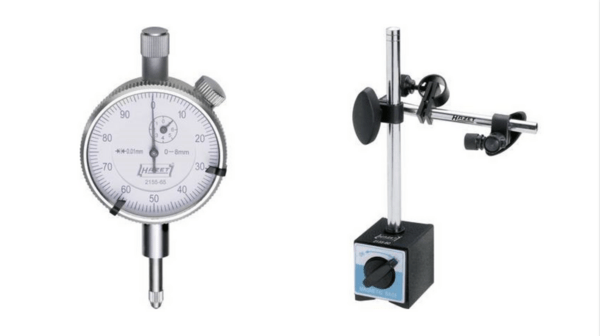 Kit métrologie Hazet — comparateur 0,01 mm + support magnétique commutable