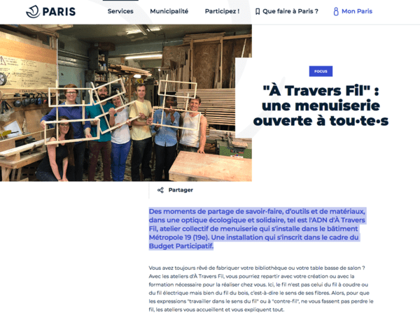 "À Travers Fil" : une menuiserie ouverte à tou·te·s