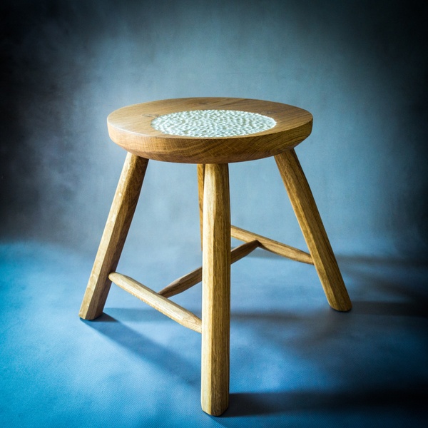 Carved oak stool (2023)