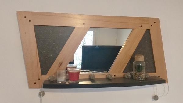 Cadre miroir Montant biais avec tablette et panneaux stratifié