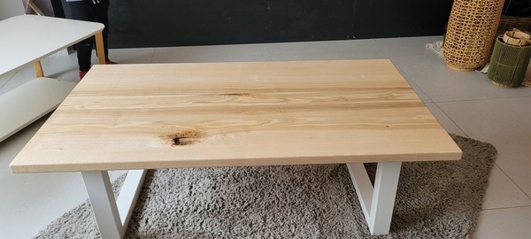 Table basse frêne et acier