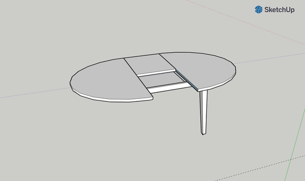 Table elliptique à rallonge papillon