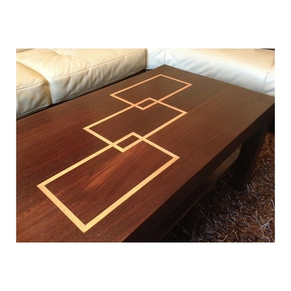 Table basse en wengé et chêne