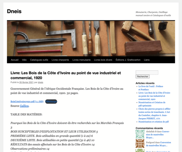 Lien vers site avec de vieux manuels pour le bois