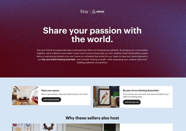 Etsy et AirBnB collaborent