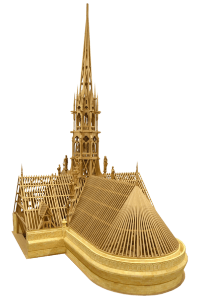 La « forêt » de Notre‐Dame reproduite en maquette par les Compagnons Charpentiers du Tour de France