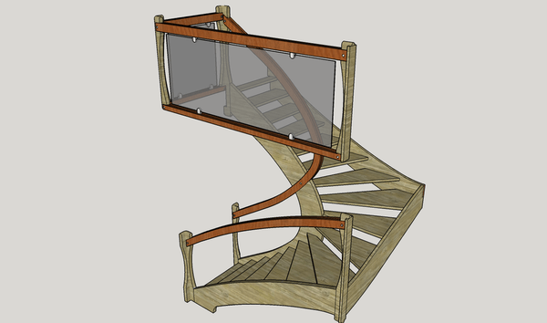 Plan d étude pratique d escalier une volée demi tournant à gauche rampe sur rampe