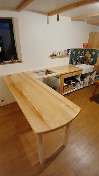 Plan de travail de cuisine en frêne