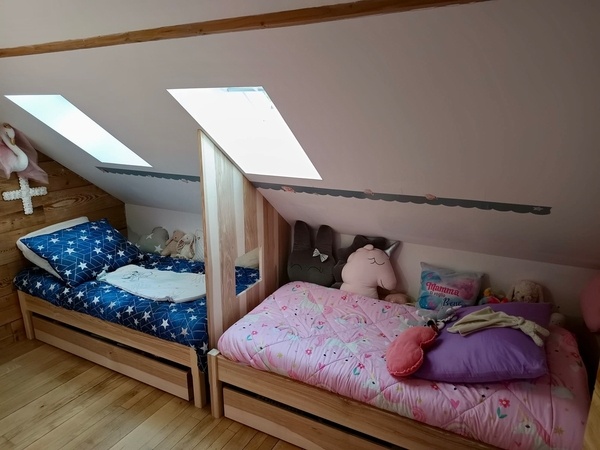 Chambre d'enfants gain de place en frêne