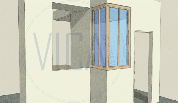 Verrière d'angle en chataignier