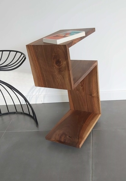 Desserte de fauteuil en Noyer 3 usages