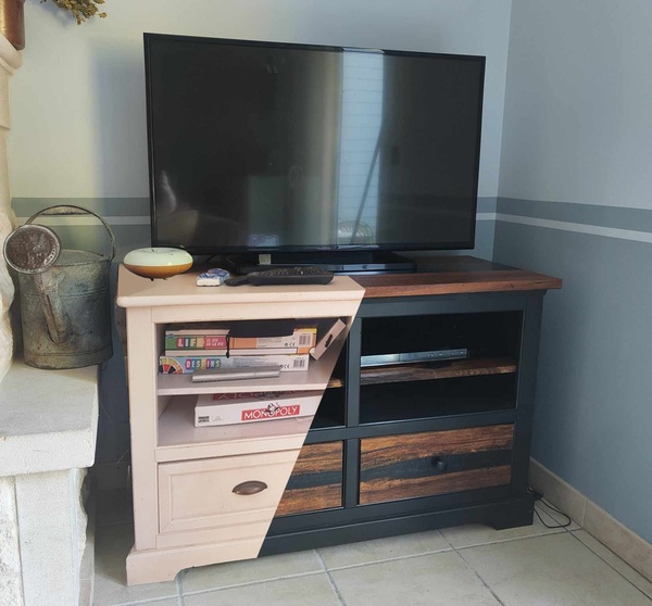 Relooking meuble TV  avec de l'epoxy