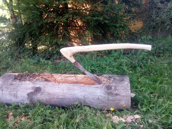 Manche "herminette"+ pot de fleur