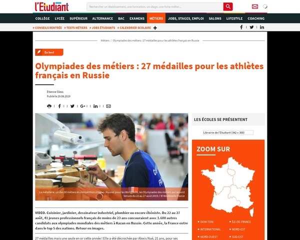 Olympiade des métiers et de l'or pour la France en menuiserie