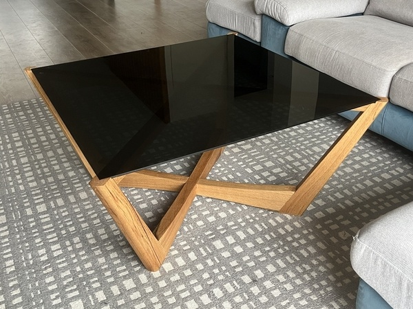 Table basse chêne et verre v2.0