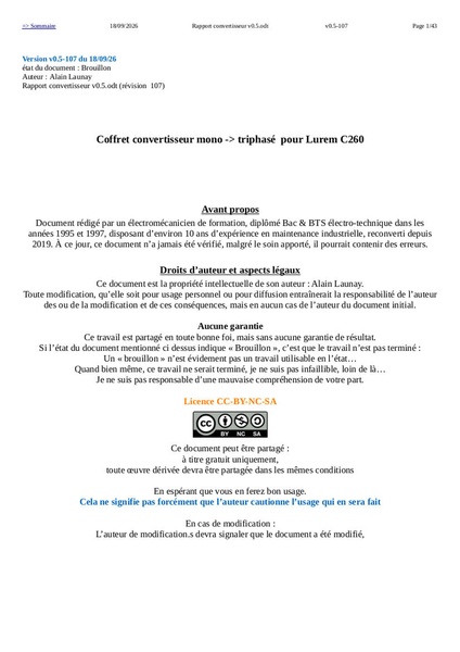 Dossier technique coffret convertisseur Lurem C260