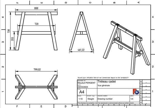 Tréteau cadet simplifié