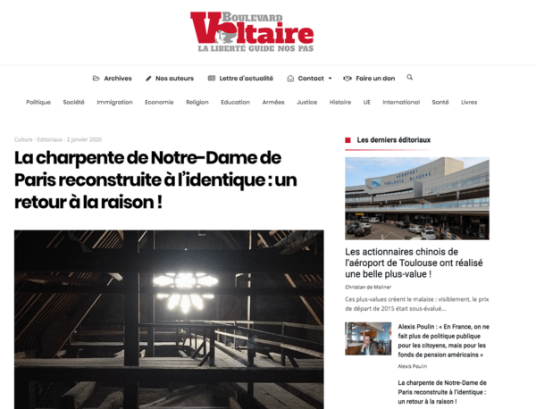 Enfin une bonne nouvelle pour notre Dame et nos savoirs faire français