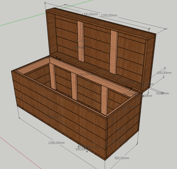 Coffre en bois rectangulaire