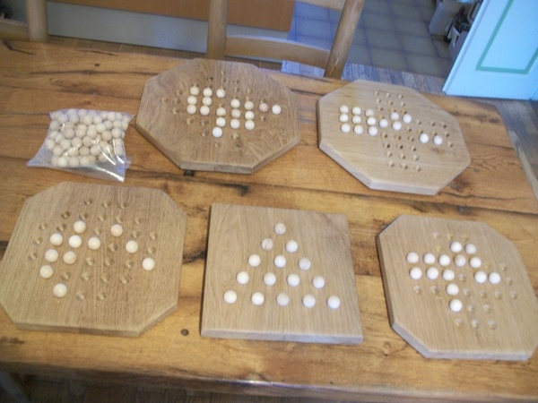 Jeux solitaires en chêne, 5 modèles différents Nov21.