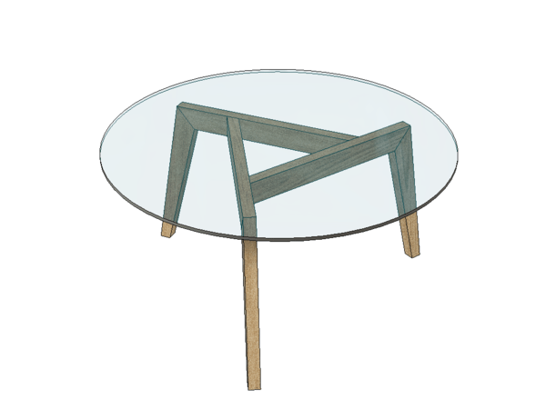 Tables basses gigognes à 3 pieds avec plateau verre