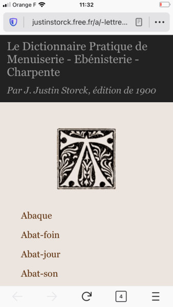 Le Dictionnaire Pratique de Menuiserie - Ebénisterie - Charpente Par J. Justin Storck, édition de 19