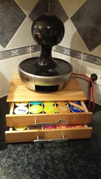 Support Cafetière Merisier