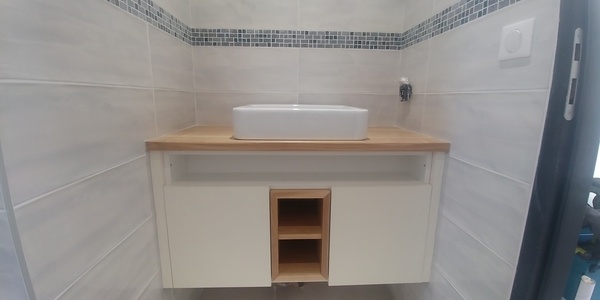 Meuble vasque chêne et mélamine