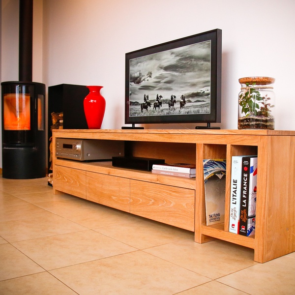 Meuble TV en chêne massif