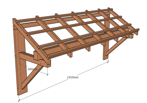 Marquise en bois 2,4m